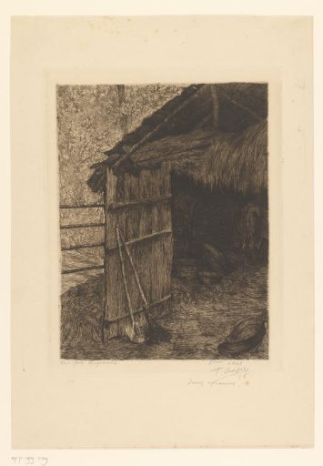 Cow and Two Chickens in a Barn