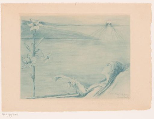 Dying young woman with a lily