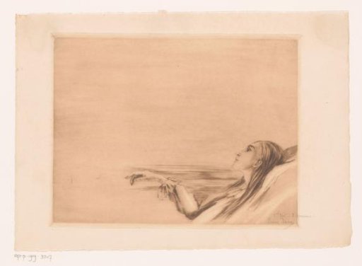 Dying young woman with a lily