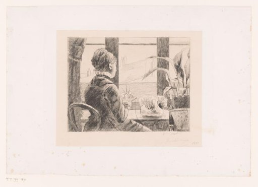 Lady working at the window