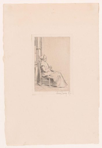 Old woman with a rosary between folded hands