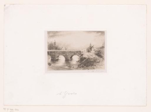 Landscape with stone bridge at Yvoir