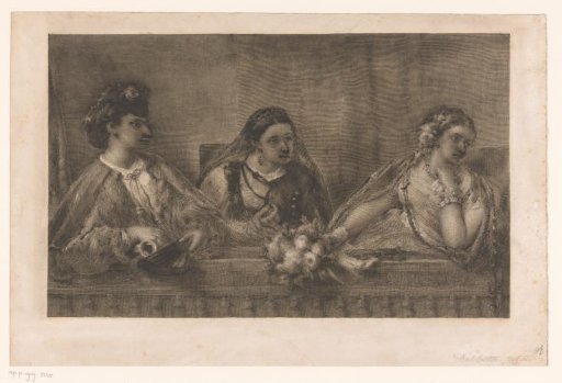 Three ladies in the box of a theatre
