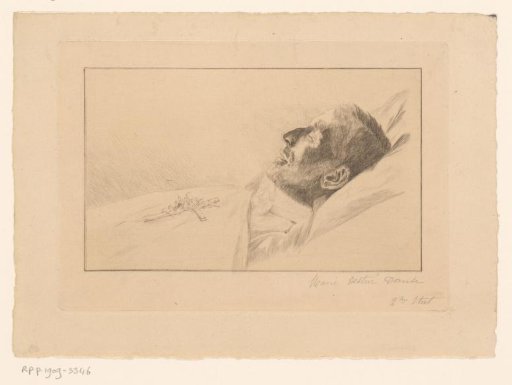 Portrait of an unknown man on his deathbed