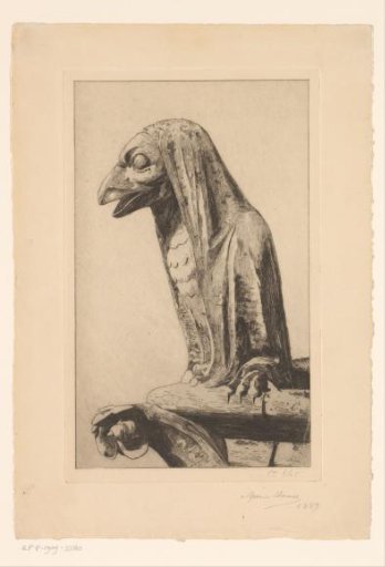 Gargoyle of Notre-Dame in Paris in the form of a bird