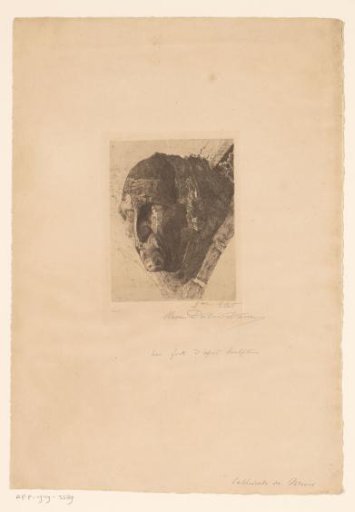 Man's head, after a sculpture from the Cathedral of Reims
