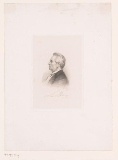 Portrait of Louis-Joseph Alvin, Chief Conservator of the Royal Library of Belgium, and profile