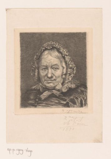 Portrait of an unknown old woman with a lace cap