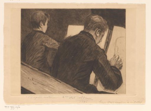Two pupils in the drawing school