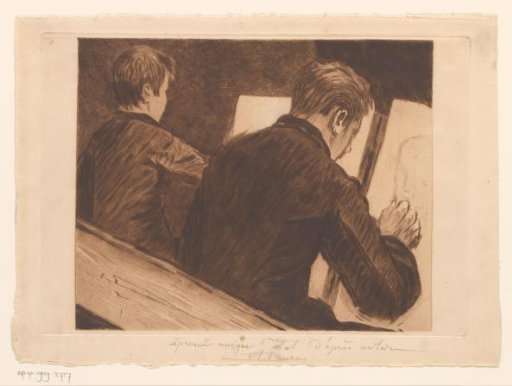 Two pupils in the drawing school