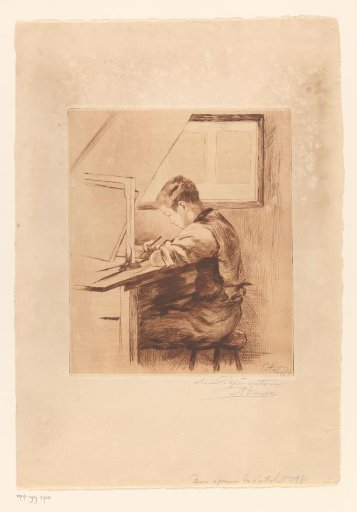 Young engraver at work