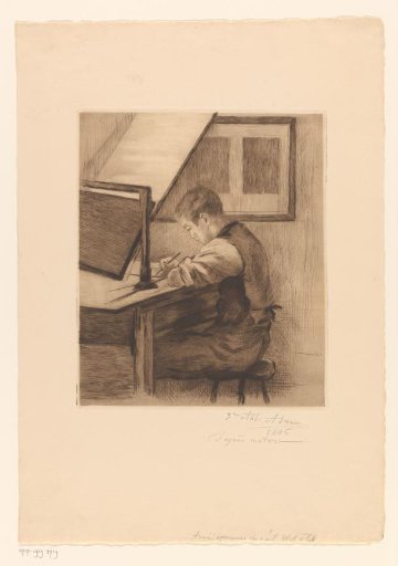 Young engraver at work