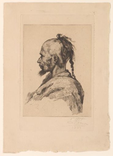 Portrait of an unknown Arab man, in profile