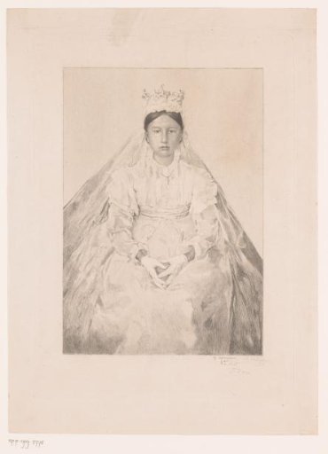 Seated Young Woman in Bridal Attire