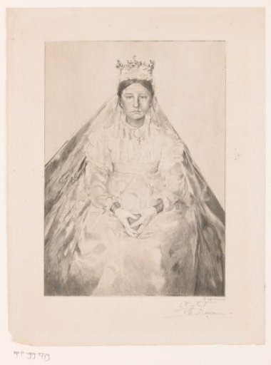 Seated Young Woman in Bridal Attire