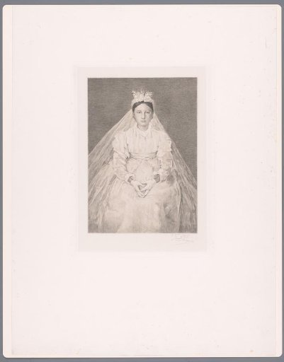 Seated Young Woman in Bridal Attire