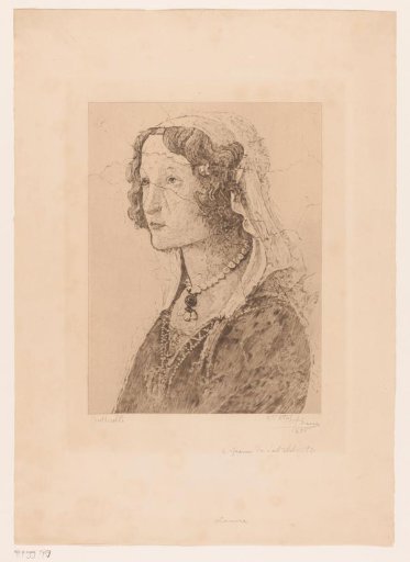 Detail from a fresco by Botticelli, face of a young woman