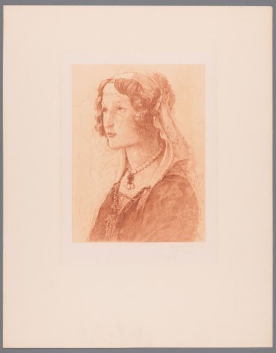 Detail from a fresco by Botticelli, face of a young woman