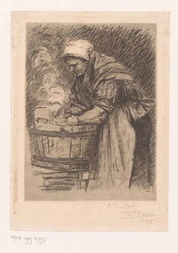 Woman at a wash tub
