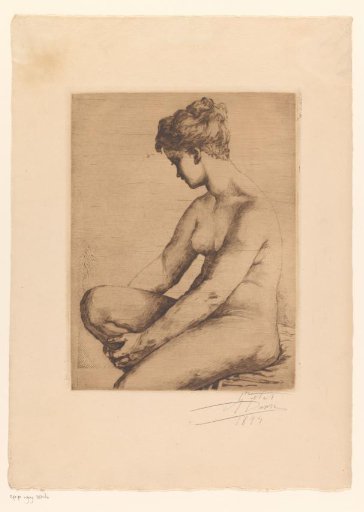 Seated nude young woman