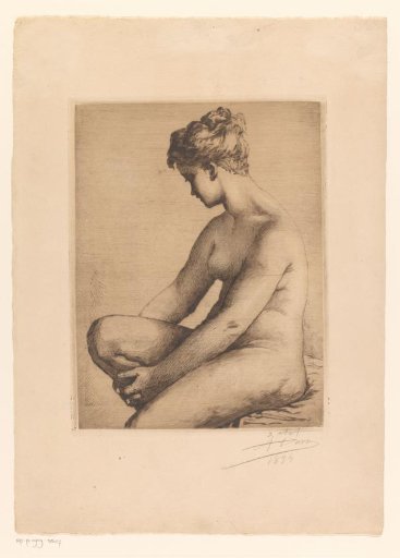 Seated nude young woman