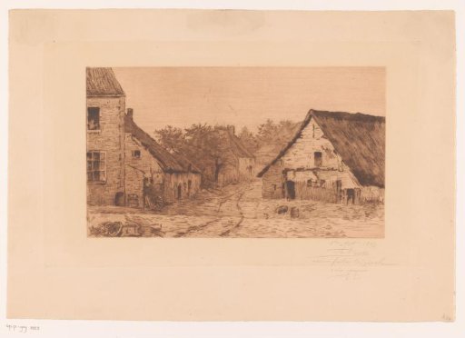 Village view with thatched buildings