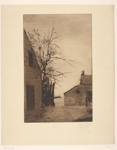Landscape with farm and barn