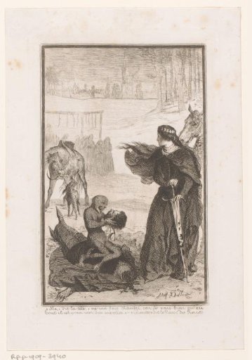 Woman with a Sword Standing Next to a Body Whose Head is Held by a Devil Figure