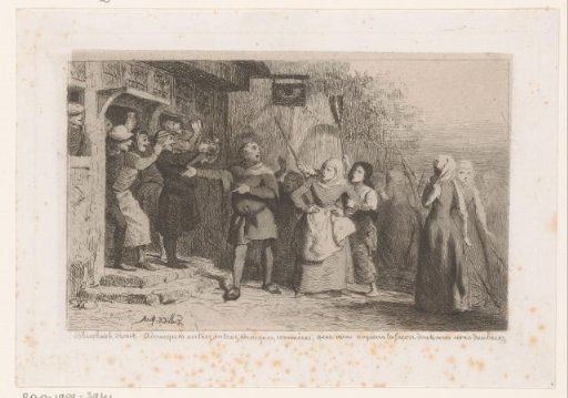 Crowd of Women in Front of an Inn with Drinkers