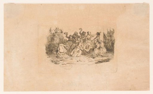 Group of Men and Women Fighting with Each Other by a Water Well