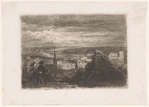 Landscape with Woman and Artist Drawing the Lower-Lying Town