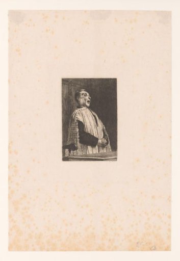 Singing man with folded hands in clerical dress
