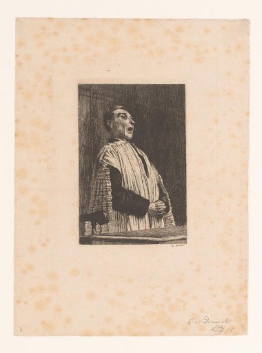 Singing man with folded hands in clerical dress