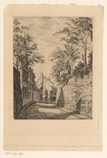 View of Rue terre du Prince and the old rampart of Boudewijn IV at Mons