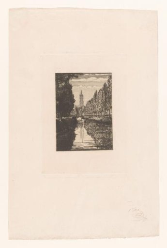 View of a canal with a tower in the background