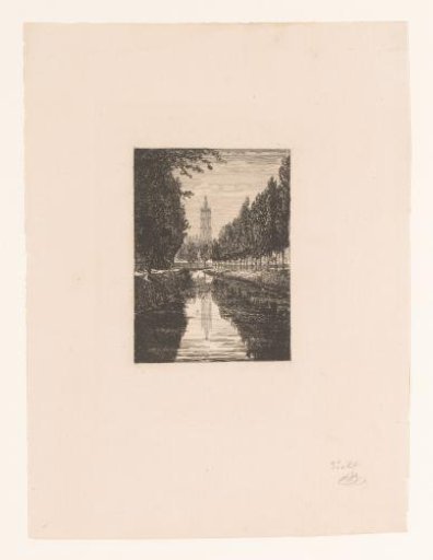 View of a canal with a tower in the background
