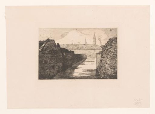View of the Entrance of the River Trouille to the City of Mons