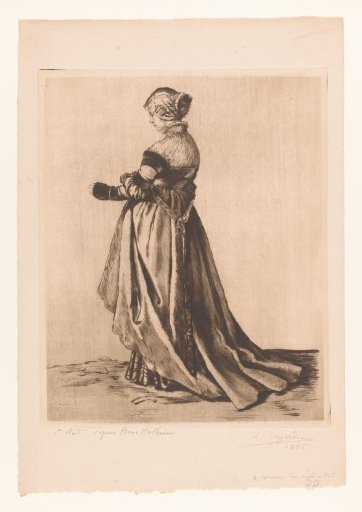 Young woman with a trailing gown