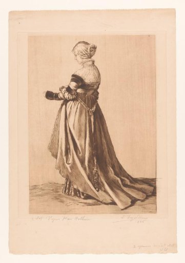 Young woman with a trailing gown