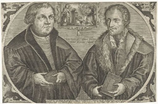 Double portrait of Martin Luther and Philipp Melanchthon with the Annunciation