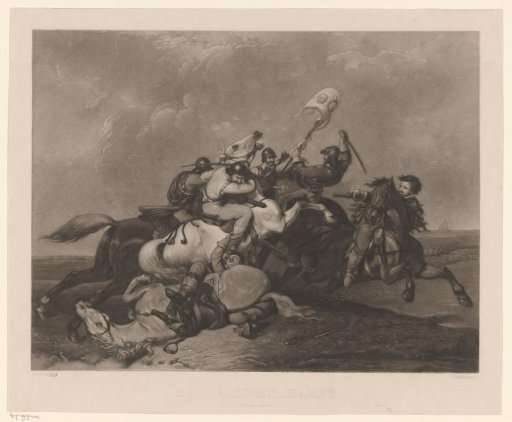 Horsemen fighting for a flag