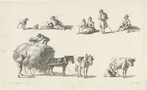 Study sheet with children and peasants