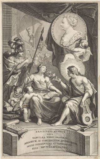 Allegorical title page with the personification of Music