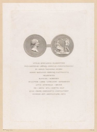 Obverse and reverse of a coin with portrait of philosopher and botanist Attilio Zuccagni