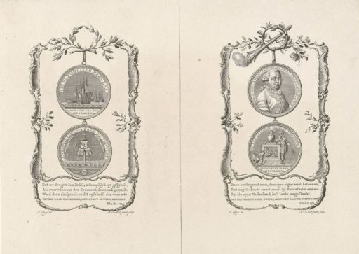 Commemorative medals for the sea battle at Cadiz and for Willem Crul