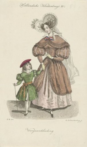 Young woman and child in spring clothes 1832