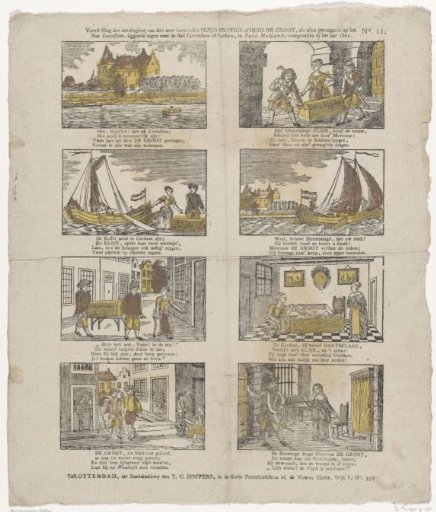 Depiction of the escape of the very famous Hugo Grotius or Hugo de Groot (...)
