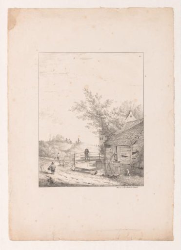 Landscape with river and barn
