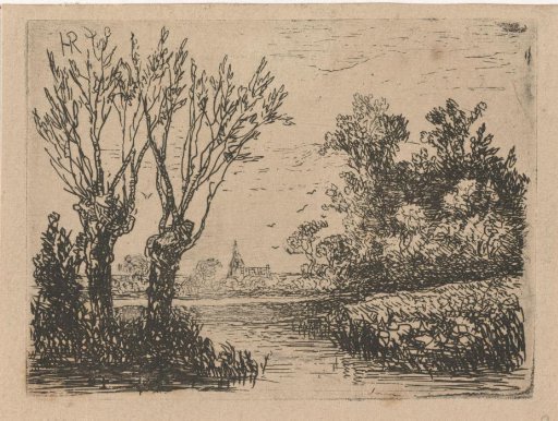 Landscape with two pollard willows