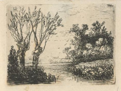 Landscape with two pollard willows